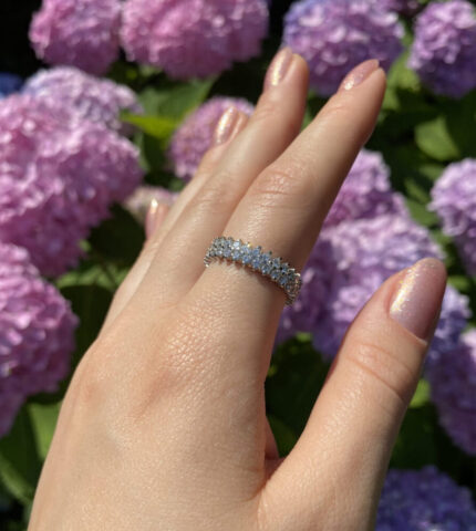 Inel Eternity din aur alb de 18k cu diamante naturale
