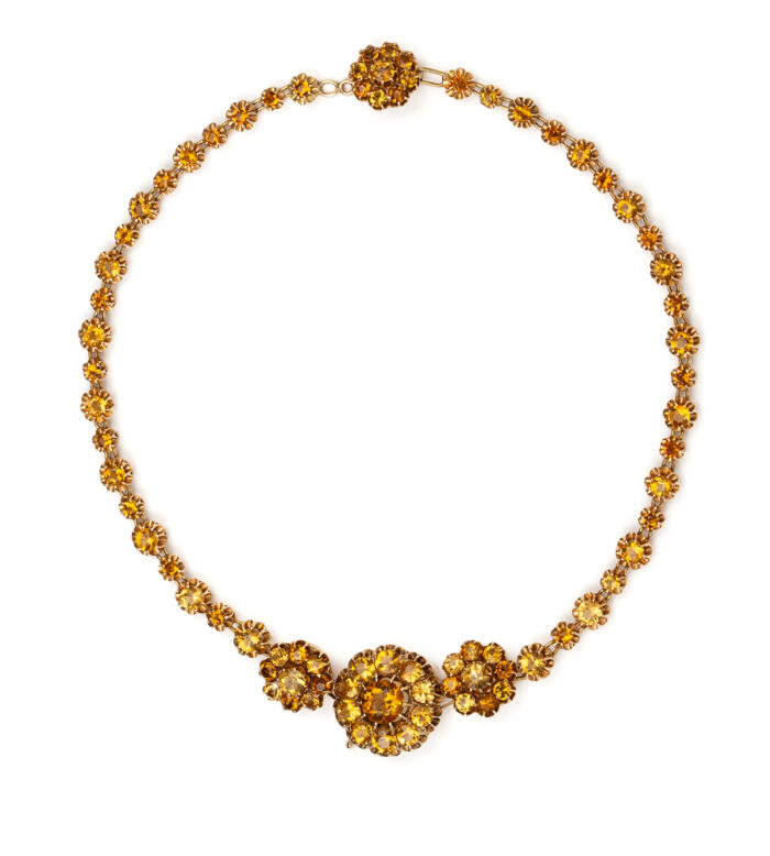 Set vintage 3 in 1 din aur de 14k si 18k cu citrin natural