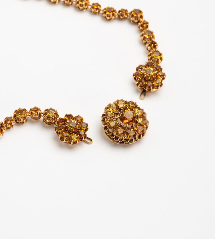 Set vintage 3 in 1 din aur de 14k si 18k cu citrin natural