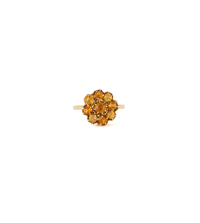 Set vintage 3 in 1 din aur de 14k si 18k cu citrin natural