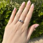 Inel din aur alb de 14k cu safire si diamante naturale