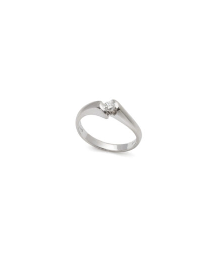 Inel din aur alb de 18k cu diamant natural