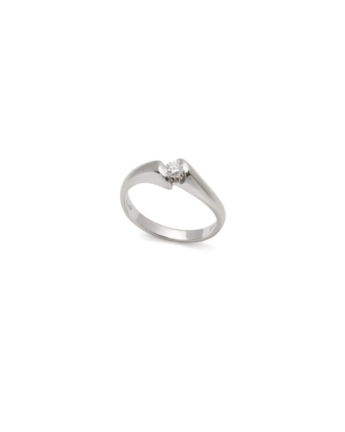 Inel din aur alb de 18k cu diamant natural