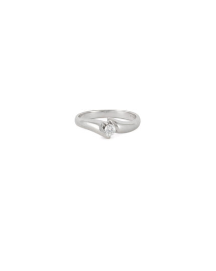 Inel din aur alb de 18k cu diamant natural