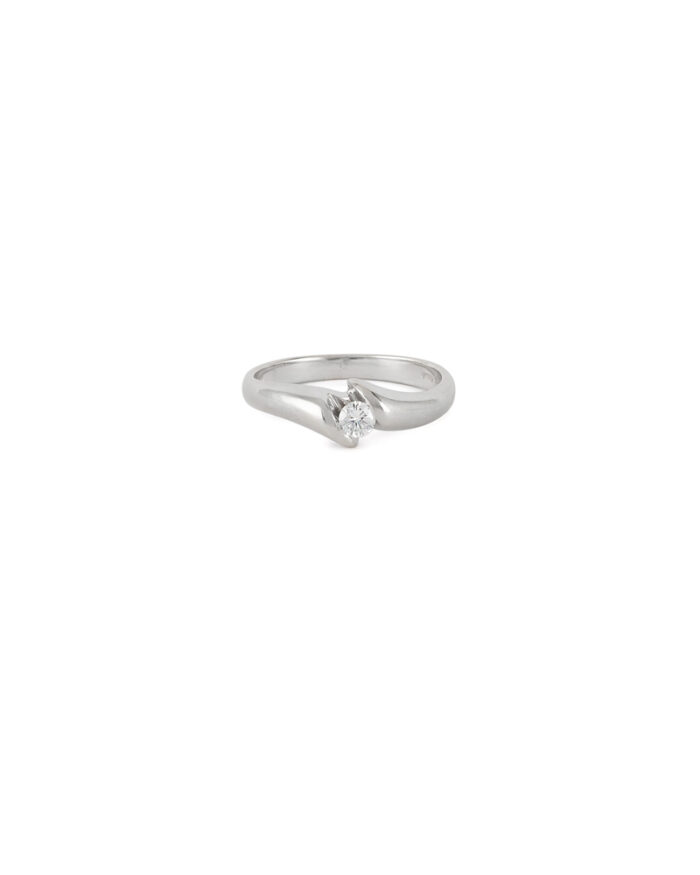 Inel din aur alb de 18k cu diamant natural