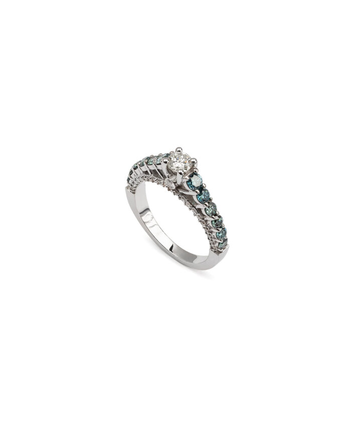 Inel de logodna din aur alb de 18k cu diamante naturale