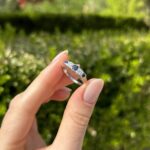 Inel din aur alb de 14k cu safire si diamante naturale