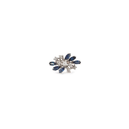 Inel din aur alb de 14k cu safire si diamante naturale