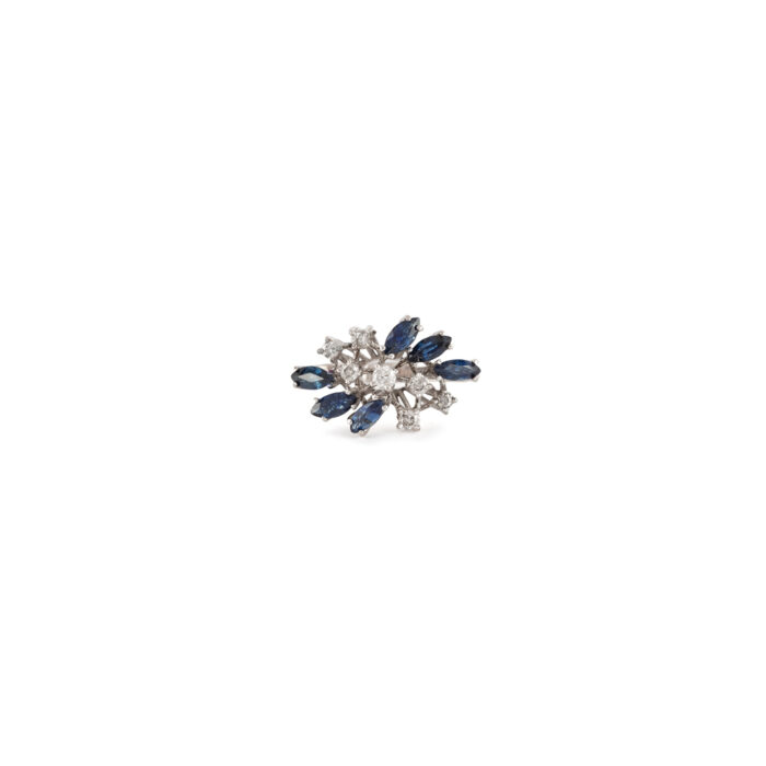 Inel din aur alb de 14k cu safire si diamante naturale