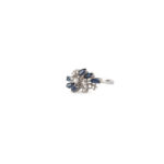 Inel din aur alb de 14k cu safire si diamante naturale