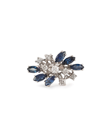 Inel din aur alb de 14k cu safire si diamante naturale