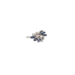 Inel din aur alb de 14k cu safire si diamante naturale