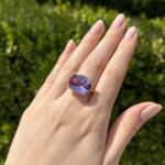 Inel vintage din aur de 18k, ametist si diamante naturale