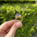 Inel vintage din aur de 18k, ametist si diamante naturale