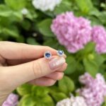 Cercei din aur alb de 14k cu safire si diamante naturale