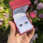 Cercei din aur alb de 14k cu safire si diamante naturale