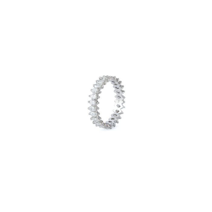 Inel Eternity din aur alb de 18k cu diamante naturale