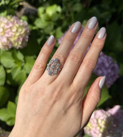 Inel autentic Art Deco din platina cu diamante naturale