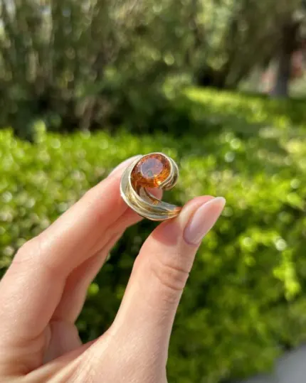 Inel vintage din aur de 14k cu citrin natural