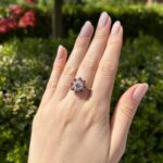Inel din aur alb de 18k cu diamante si rubine naturale