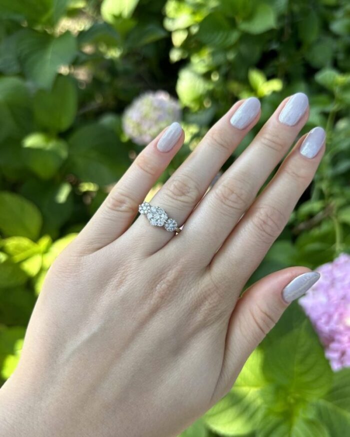 Inel din aur alb de 14k cu diamante naturale