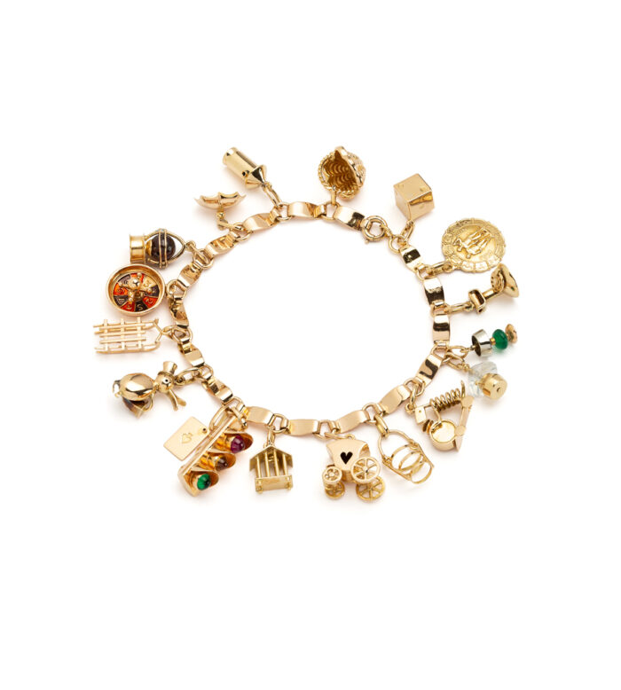 Bratara vintage cu talismane din aur de 18k 