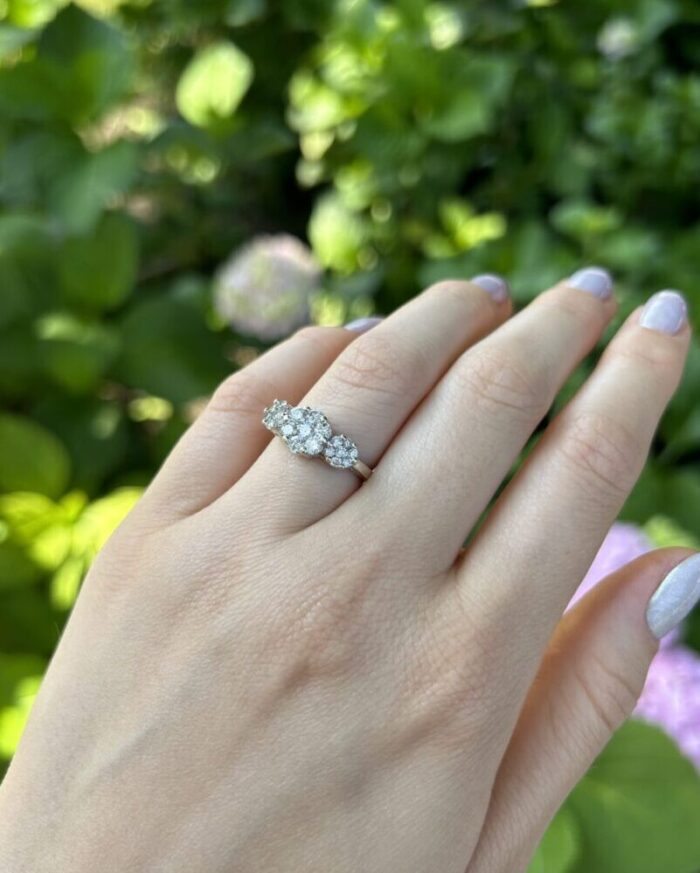 Inel din aur alb de 14k cu diamante naturale