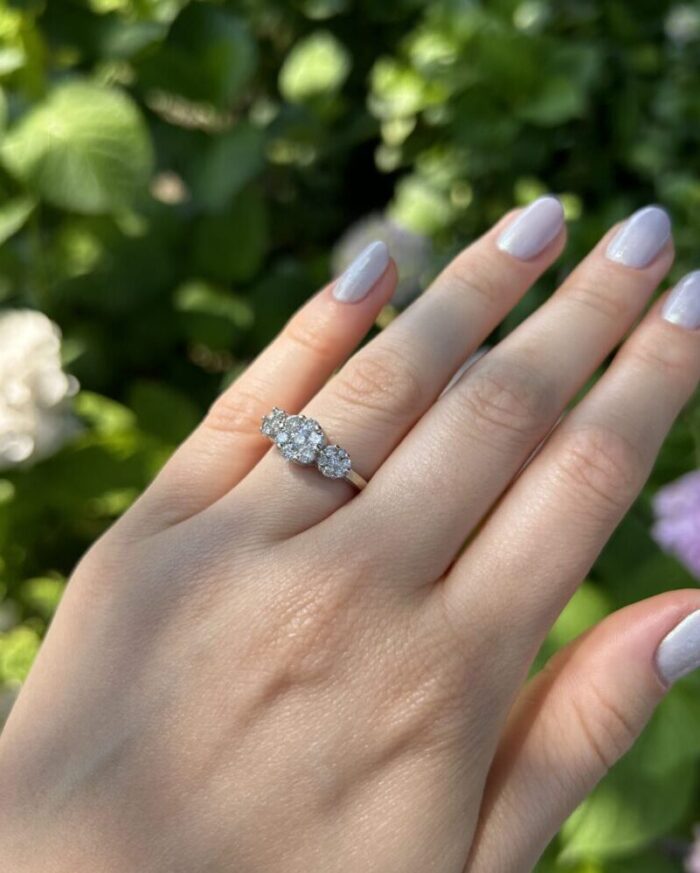 Inel din aur alb de 14k cu diamante naturale