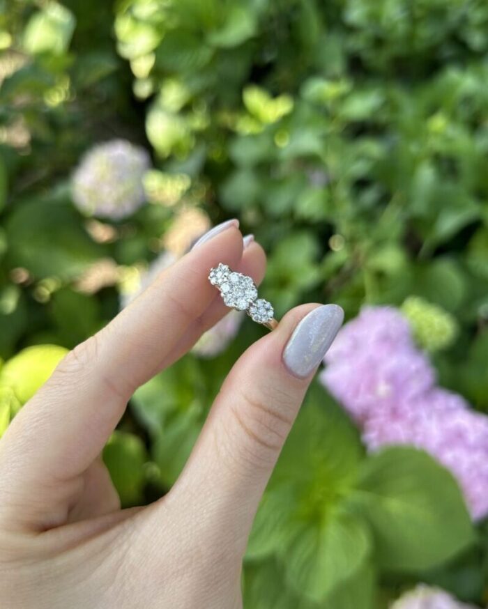 Inel din aur alb de 14k cu diamante naturale
