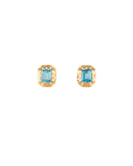Cercei vintage din aur de 18k cu topaz natural