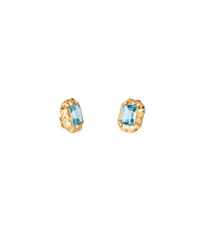 Cercei vintage din aur de 18k cu topaz natural