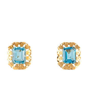 Cercei vintage din aur de 18k cu topaz natural