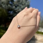 Colier din aur roz de 14k cu diamant natural de 0.4ct
