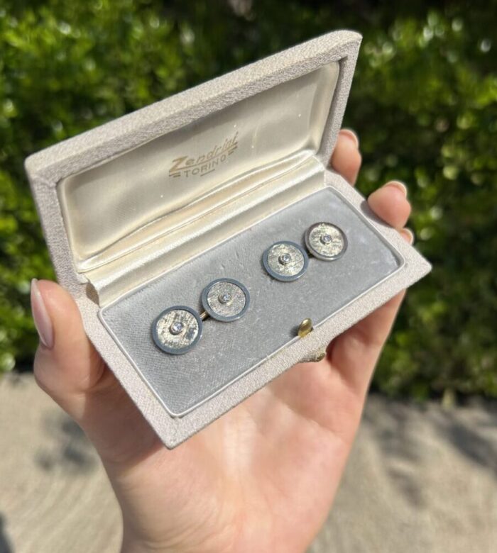 Butoni de camasa din aur de 18k cu diamante naturale
