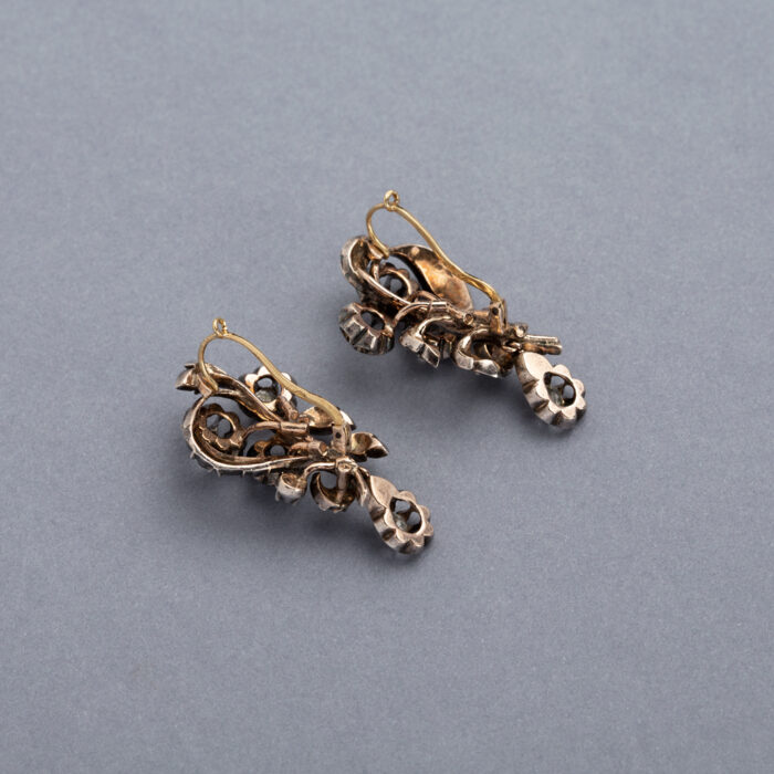 Set din perioada Victoriana din aur de 14k si argint cu diamante naturale