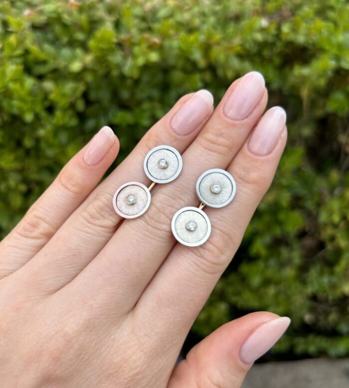 Butoni de camasa din aur de 18k cu diamante naturale