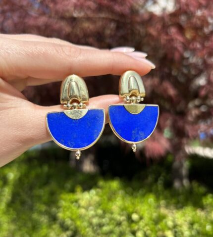 Cercei din aur de 18k si lapis lazuli