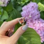 Inel vintage din aur de 14k cu topaz imperial si diamante naturale