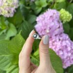 Inel Art Deco in aur alb de 14k cu onix si diamant natural