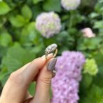 Inel autentic Art Deco din aur de 14k si platia cu diamante naturale