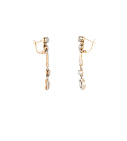 Cercei autentici Art Deco din aur de 18k si platina cu diamante naturale