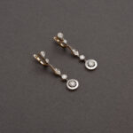 Cercei autentici Art Deco din aur de 18k si platina cu diamante naturale