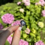 Set cercei si inel din aur roz de 14k cu topaz si safire naturale