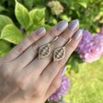 Cercei lungi din aur de 14k cu diamante naturale