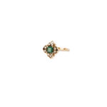 Inel vintage din aur de 14k cu smarald si diamante naturale