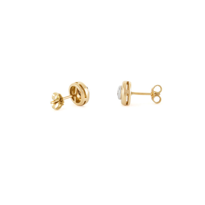 Cercei stud din aur alb si galben de 18k cu diamante naturale