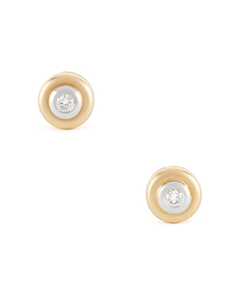 Cercei stud din aur alb si galben de 18k cu diamante naturale