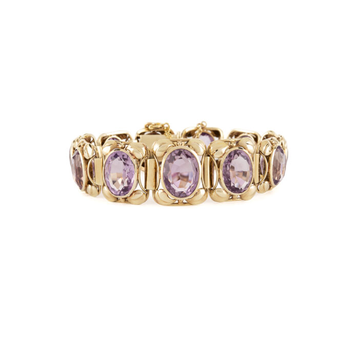 Bratara vintage din aur de 14k cu ametist natural
