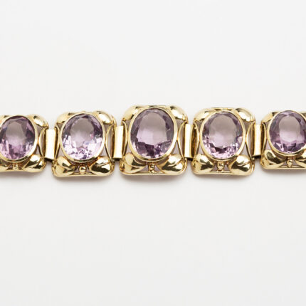 Bratara vintage din aur de 14k cu ametist natural