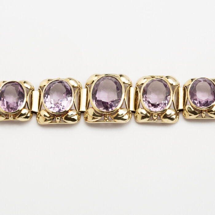 Bratara vintage din aur de 14k cu ametist natural